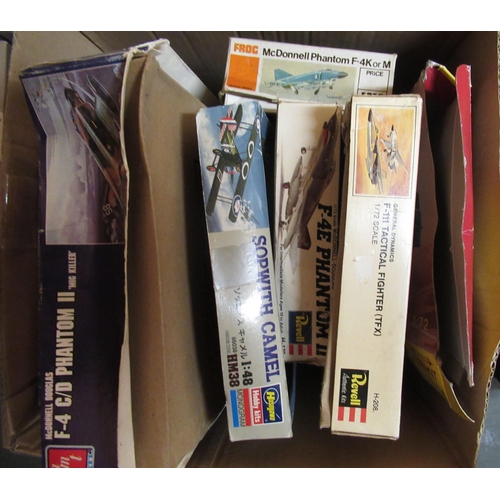 172 - Four boxes containing a quantity of unbuilt model aircraft kits, including Airfix, Italeri and Tamiy... 