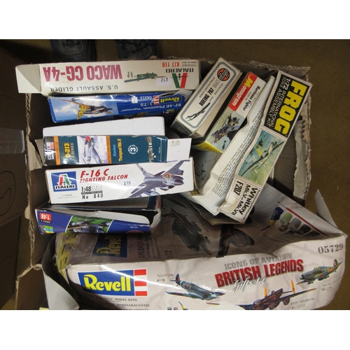 173 - Four boxes containing a quantity of unbuilt model aircraft kits, including Airfix, Italeri and Tamiy... 