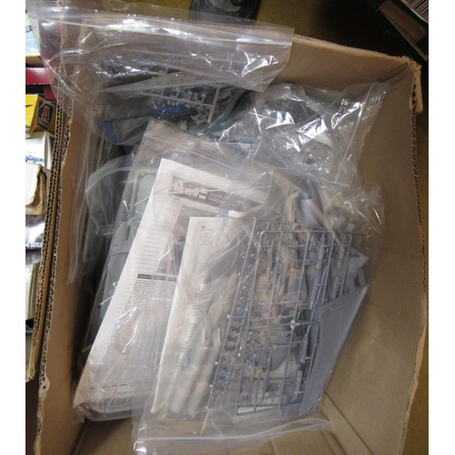 175 - Five boxes containing a quantity of unbuilt model aircraft kits, including Airfix, Revel etc. (some ... 