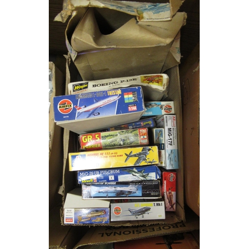 176 - Six boxes containing a quantity of unbuilt model aircraft kits, including Airfix, Revel etc. (some b... 