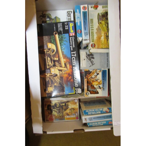 176 - Six boxes containing a quantity of unbuilt model aircraft kits, including Airfix, Revel etc. (some b... 