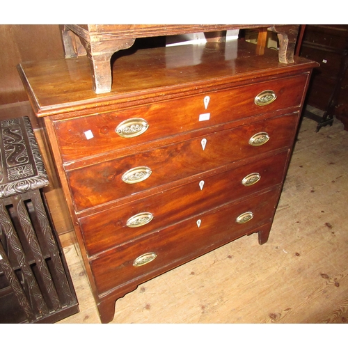 1799 - George III mahogany straight front chest of four graduated drawers with oval brass handles, ivory es... 