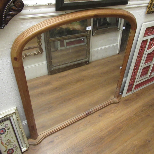 1809 - Reproduction pine overmantel mirror in Victorian style, 106 x 115cm approximately