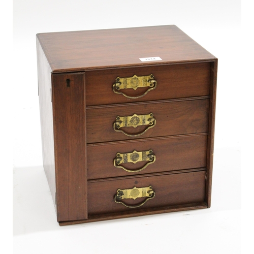 1814 - Small late 19th / early 20th Century mahogany four drawer table cabinet with side locking mechanism