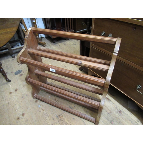 1821 - 20th Century pitch pine shoe rack inset with an old penny, 65cm wide x 24cm deep x 63cm high