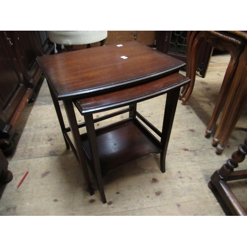 1840 - Group of seven various reproduction wine tables with tripod bases, together with a mahogany nest of ... 