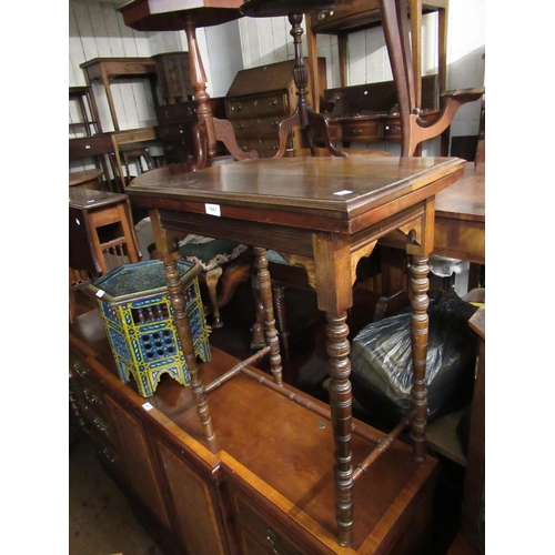 1843 - Late Victorian walnut rectangular fold-over card table on turned supports, together with an Edwardia... 