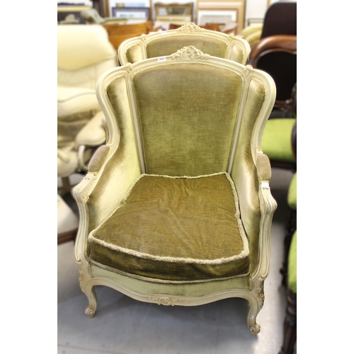 1865 - Pair of early to mid 20th Century Continenal painted drawing room armchairs