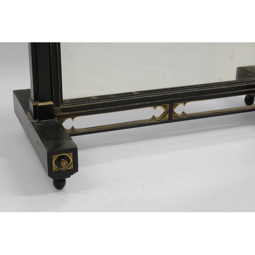 1895 - Ebonised and parcel gilt Gothic Revival rectangular swing frame dressing table mirror, 74.5 x 72cm