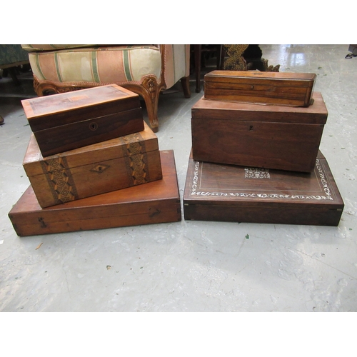 1904 - Six various 19th Century rosewood, mahogany and other boxes