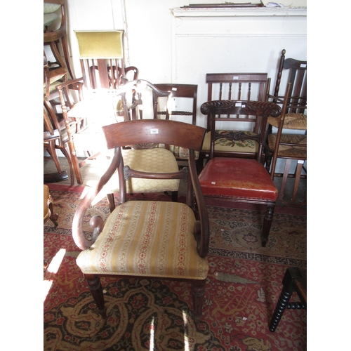 1907 - George IV mahogany open armchair, together with four other various side chairs, George III and later