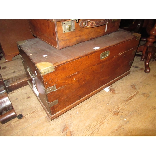 1910 - Late 19th / early 20th Century brass bound camphor wood trunk with hinged lid, 86cm wide