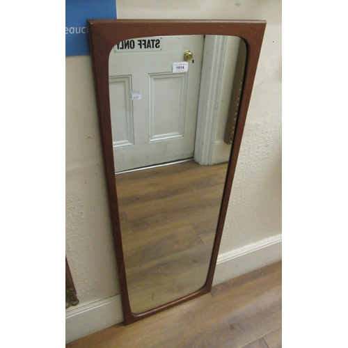 1914 - 20th Century Danish rectangular teak framed wall mirror, 116 x 42cm