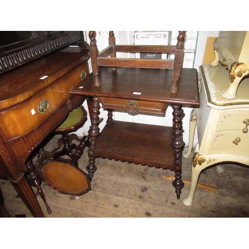 1924 - 19th Century German oak side table with a single drawer on baluster turned splay supports with under... 