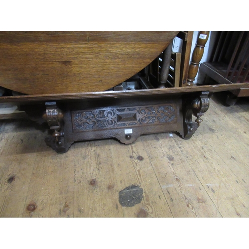 1924 - 19th Century German oak side table with a single drawer on baluster turned splay supports with under... 