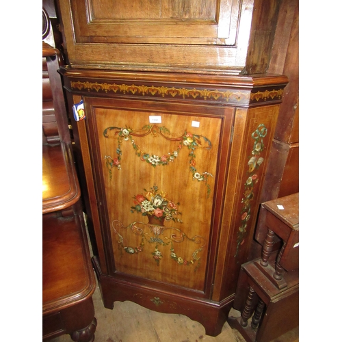 1943 - Edwardian mahogany floor standing corner cabinet, all-over painted with flowers and swags