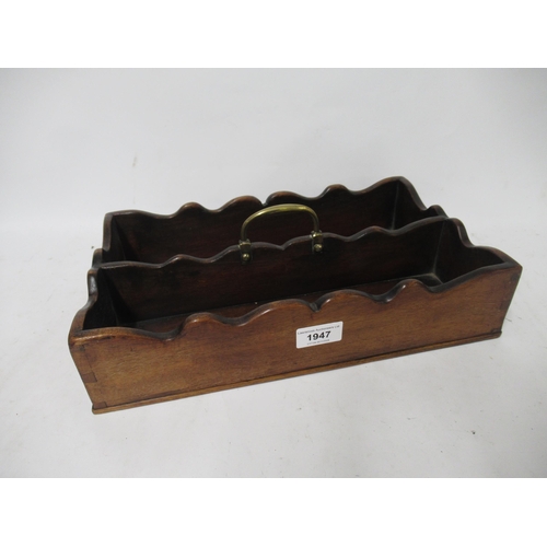 1947 - George III rectangular mahogany two division cutlery tray with brass handle