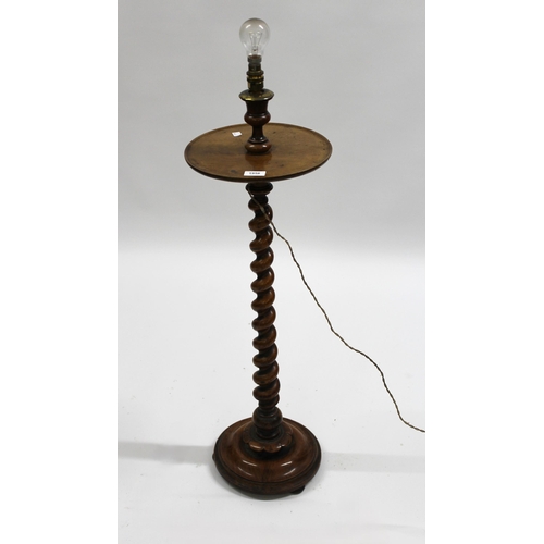 1956 - Late 19th / early 20th Century walnut lamp table, with barley twist column and turned base with bun ... 