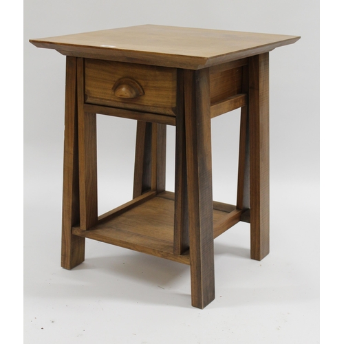 1957 - 21st Century hardwood square side table, having single drawer and shaped undertier, 51cm wide x 55cm... 