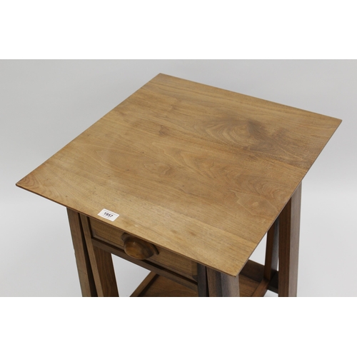 1957 - 21st Century hardwood square side table, having single drawer and shaped undertier, 51cm wide x 55cm... 