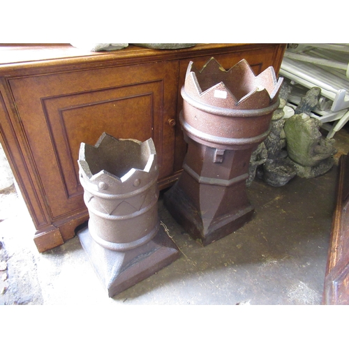 1962 - Two 19th Century salt glazed chimney pots, the tallest 74cm high (damages)