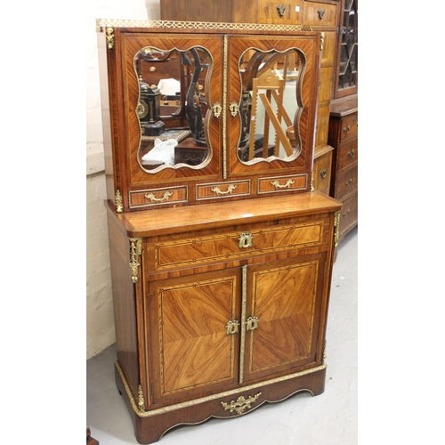 1972 - 19th Century French mahogany, Kingwood and ormolu mounted side cabinet, the galleried top with two s... 