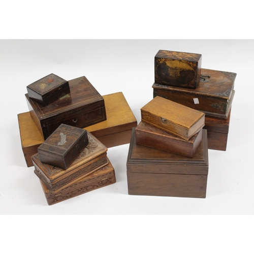 1983 - Quantity of various 19th and 20th Century boxes, including brass inlaid rosewood jewellery box