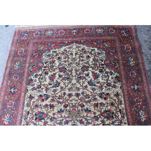 2 - Isfahan rug with an all-over stylised floral Mihrab design on a beige ground with borders, 200 x 148... 