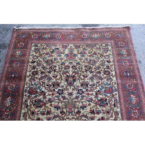 2 - Isfahan rug with an all-over stylised floral Mihrab design on a beige ground with borders, 200 x 148... 