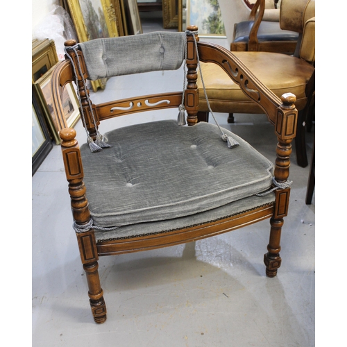 2006 - Reproduction tub shaped chair with padded seat, similar chair with leather upholstery and two reprod... 