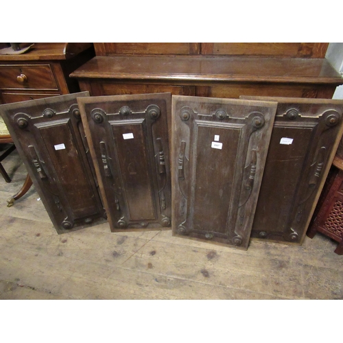 2007 - Pair of 19th Century carved oak panels, 37 x 77cm, and a further pair of matching smaller carved pan... 