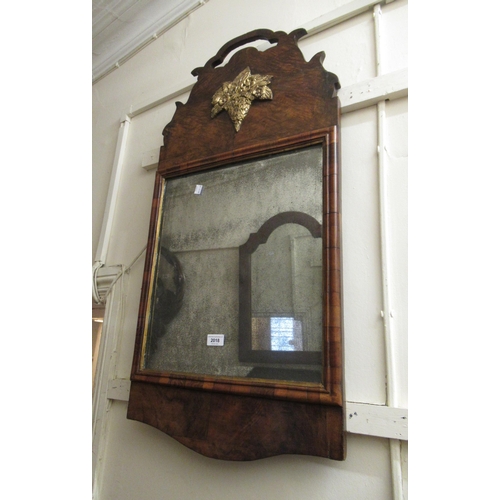 2018 - Early 19th Century walnut wall mirror, having floral gilt surmount above original plate, 92cm high x... 