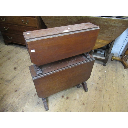 2028 - Edwardian walnut two tier drop-leaf Sutherland table, 60 x 76cm, together with an Edwardian mahogany... 