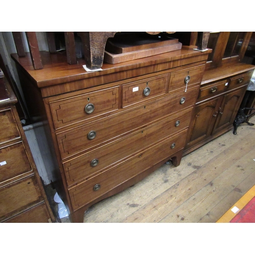 2031 - Regency mahogany chest of drawers with ebony stringing, the three short drawers above three long dra... 