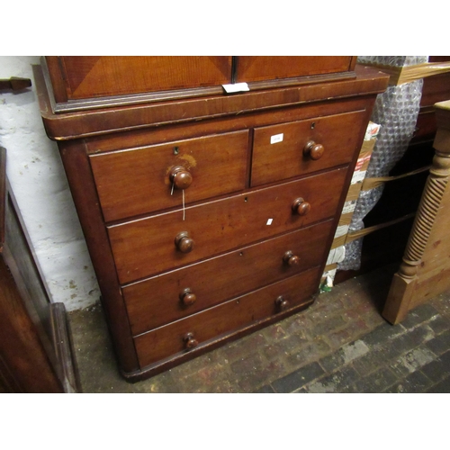 2038 - Victorian mahogany straight front chest of two short and three long drawers with knob handles, on a ... 