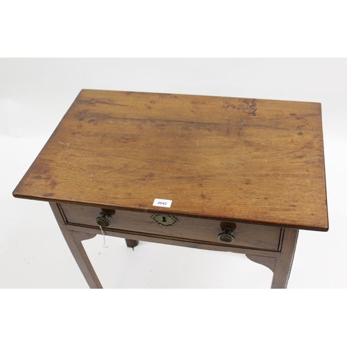 2042 - Small early 19th Century mahogany small single drawer side table, 70 x 44 x 70cm high