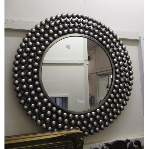 2047 - Reproduction octagonal wall mirror together with a reproduction circular metal framed wall mirror