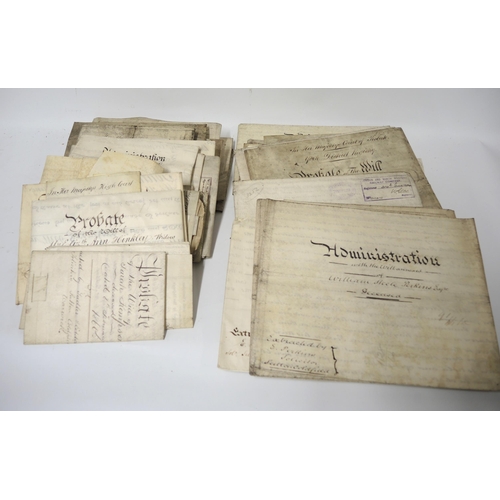 217 - Box containing a large quantity of various vellum probates and wills