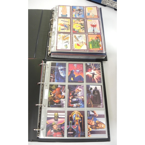 307 - Five albums of Topps trading cards, including Coneheads, Dr Who, X-Men etc.