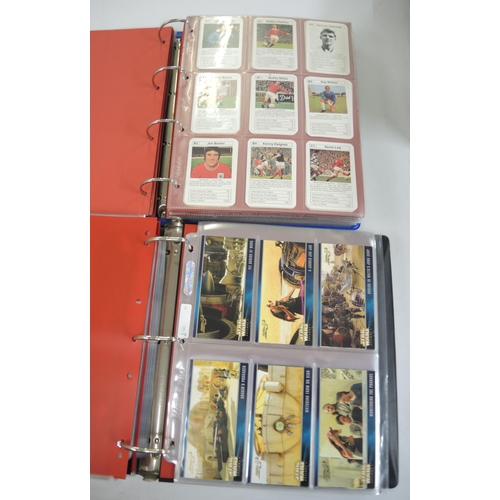 321 - Five albums of trading cards, including Merlin, Pog, Skybox, Vertigo, Top Trumps, Topps, Star Wars a... 