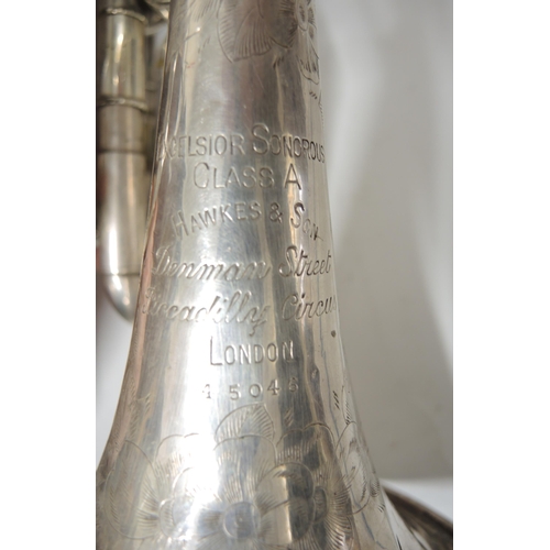 335 - 19th Century Hawkes & Son Excelsior Sonorous class A cornet in a mahogany fitted case