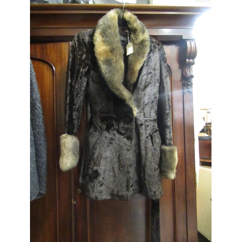 34 - 1960's Leather mini dress, together with two simulated fur coats