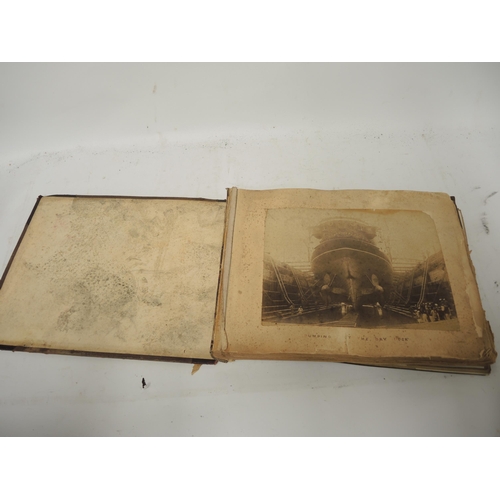 386 - 19th Century photograph album containing photographs relating to HMS Warspite, including dry dock sc... 