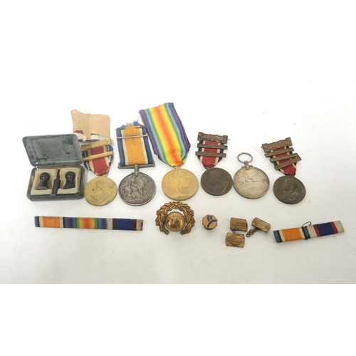 407 - Group of World War I medals including Royal Fleet Reserve Long Service and Good Conduct medal awarde... 