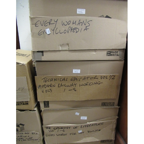 456 - Five boxes containing a large quantity of miscellaneous books, including arts and antiques related, ... 