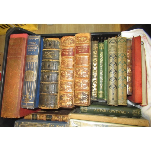 457 - Two boxes containing a quantity of leather bound and other books