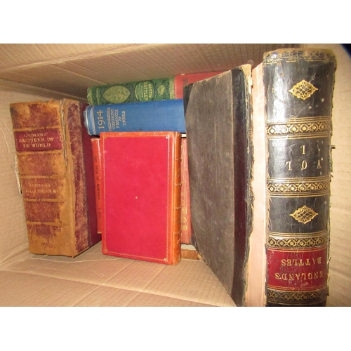 457 - Two boxes containing a quantity of leather bound and other books