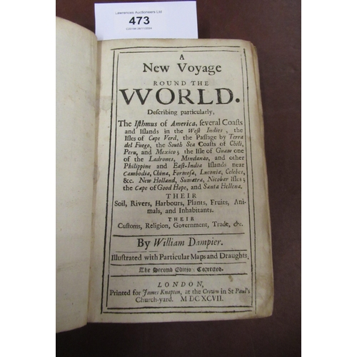 473 - William Dampier, one volume ' A New Voyage Round the World ', printed for James Knapton, the second ... 