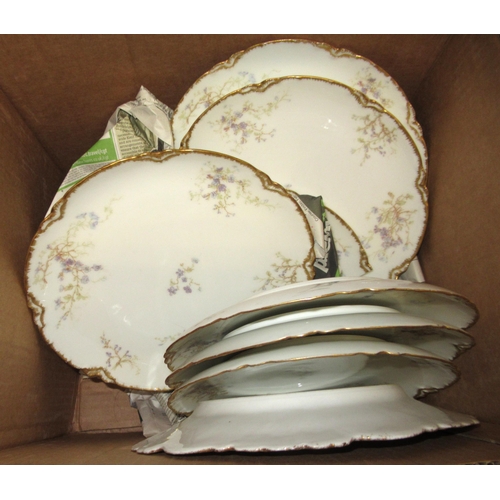 543 - Limoges floral decorated porcelain dessert service