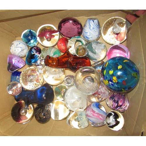 552 - Box containing a collection of 20th Century glass paperweights